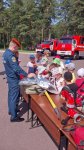 Пришкольный лагерь на учениях  добровольной пожарной дружины.